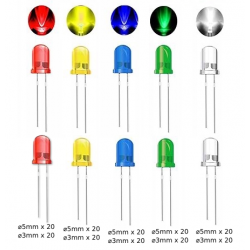 Zestaw diod LED mix kolorów 200 sztuk 5mm 3mm